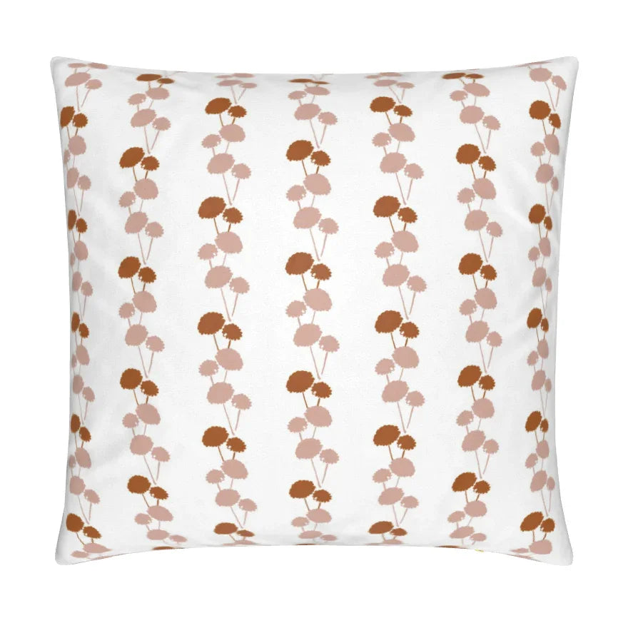 Luxury floral decorative pillow featuring the Dahlia Vine pattern, inspired by blooming dahlias and winding vines, for modern traditional and collected interiors.