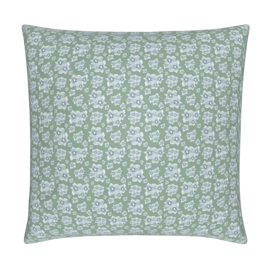 Luxury floral decorative pillow inspired by English cottage gardens with soft botanical detail and layered texture, designed for modern traditional interiors, cozy bedrooms, collected living spaces, and timeless cottage-style homes. Sustainably printed and handcrafted in England by Truett Designs.