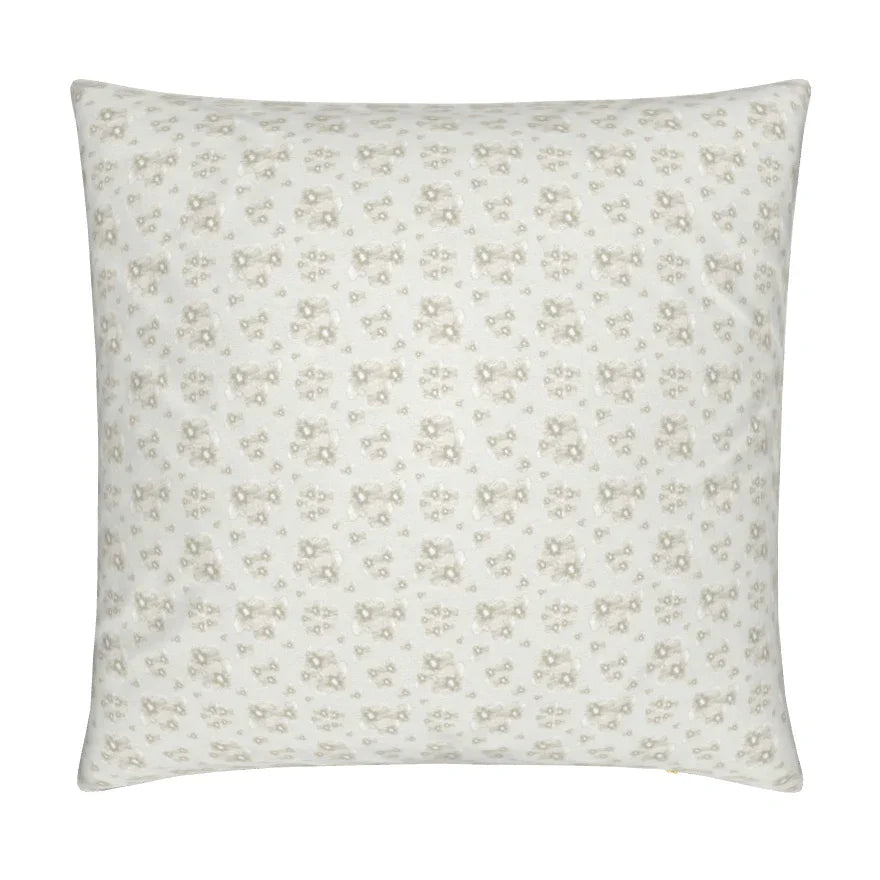 Luxury floral decorative pillow inspired by English cottage gardens with soft botanical detail and layered texture, designed for modern traditional interiors, cozy bedrooms, collected living spaces, and timeless cottage-style homes. Sustainably printed and handcrafted in England by Truett Designs.