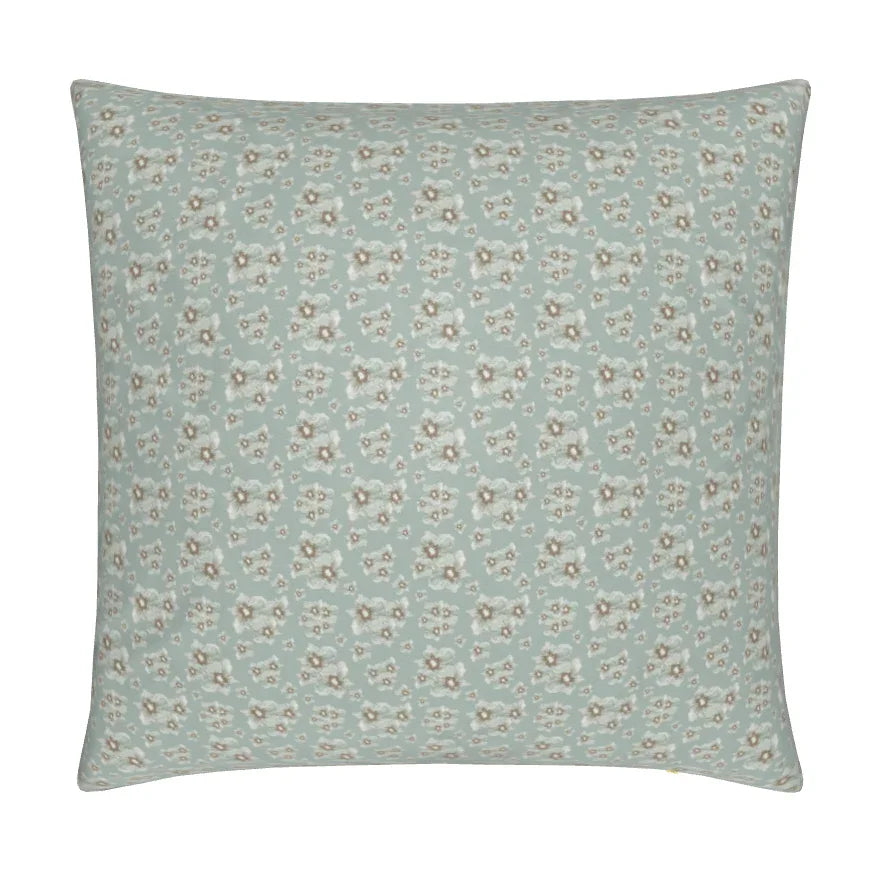 Luxury floral decorative pillow inspired by English cottage gardens with soft botanical detail and layered texture, designed for modern traditional interiors, cozy bedrooms, collected living spaces, and timeless cottage-style homes. Sustainably printed and handcrafted in England by Truett Designs.