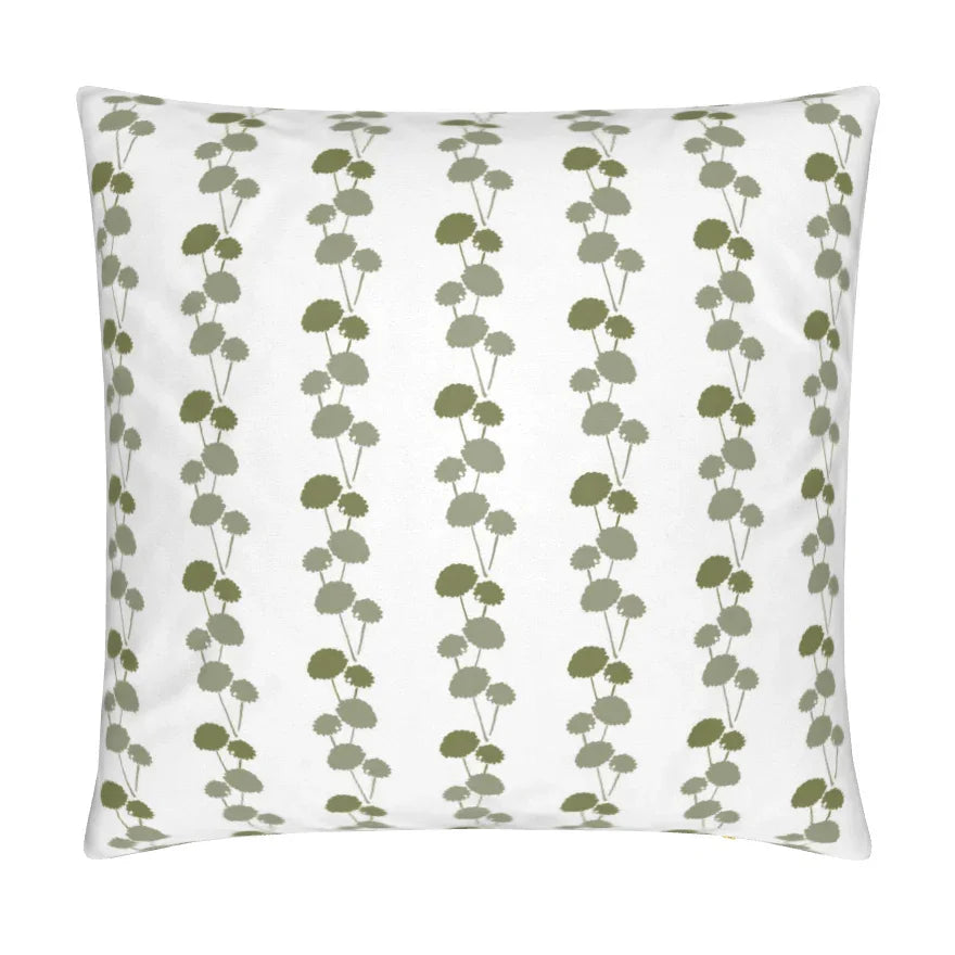 Luxury floral decorative pillow featuring the Dahlia Vine pattern, inspired by blooming dahlias and winding vines, for modern traditional and collected interiors.