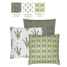 Luxury green floral decorative pillow with a delicate small repeat botanical pattern, designed for layered beds and collected modern traditional interiors.