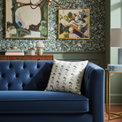 Luxury floral decorative pillow featuring the Dahlia Vine pattern, inspired by blooming dahlias and winding vines, for modern traditional and collected interiors.