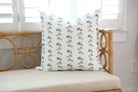 Luxury floral decorative pillow featuring the Dahlia Vine pattern, inspired by blooming dahlias and winding vines, for modern traditional and collected interiors.