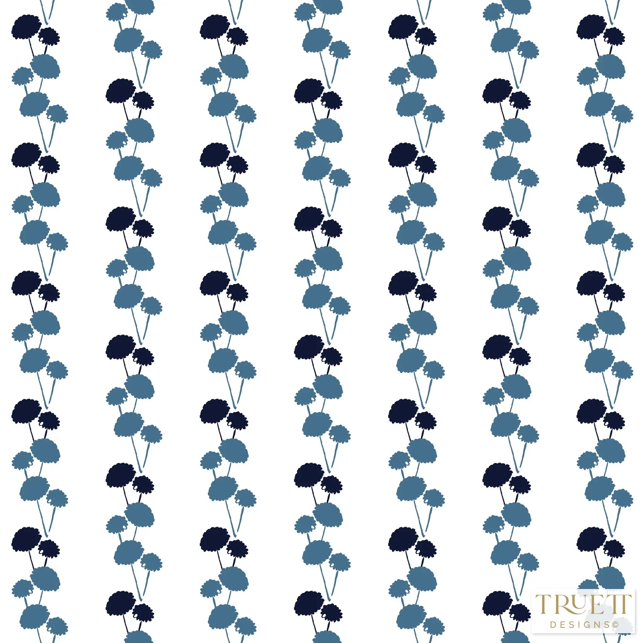 Luxury botanical and floral wallpaper featuring an elegant linear dahlia vine pattern inspired by English gardens, designed for modern traditional interiors, powder rooms, bedrooms, dining spaces, and layered luxury homes. Sustainably printed in England by Truett Designs.